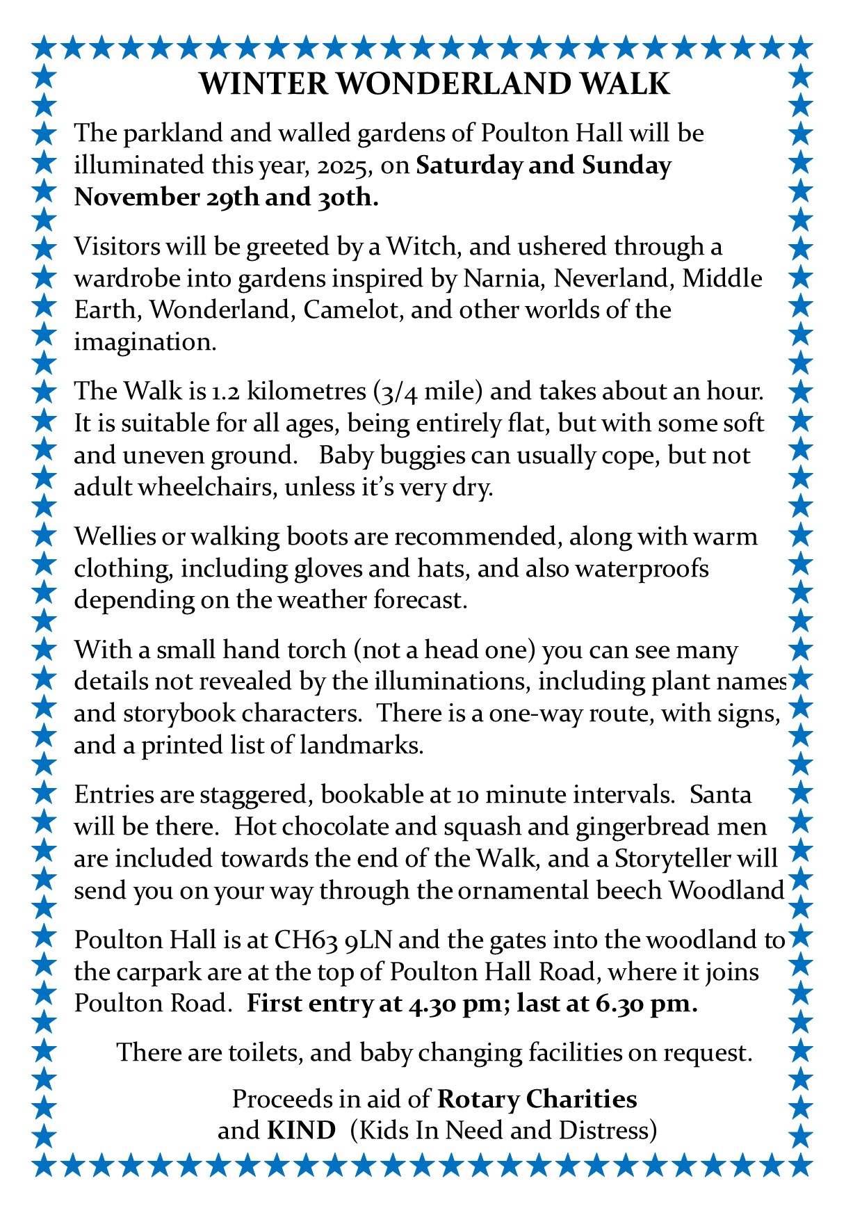 Winter Wonderland Walks, November 29th and 30th 2025
